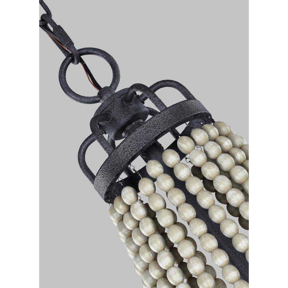 Nori 6-Light Dark Weathered Zinc and Driftwood Grey Chandelier