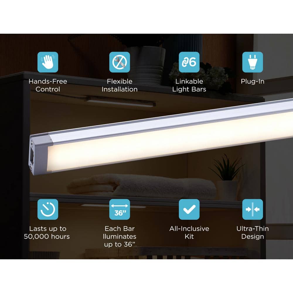 Slim White LED Under Cabinet Light Bar Kit with Motion Sensor