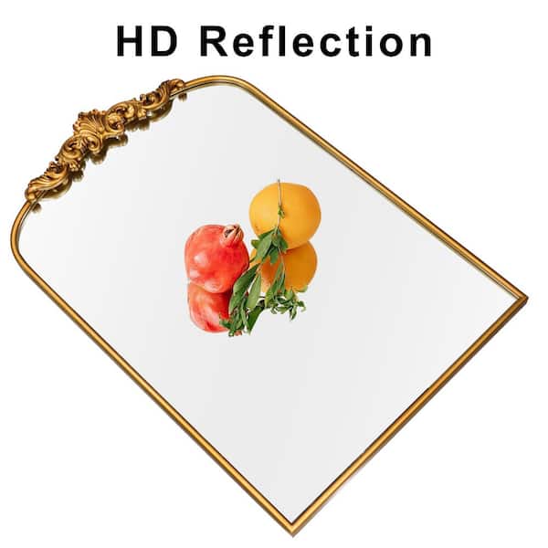 LuxHomez 19 in. W x 31 in. H Vintage Gold Arched Metal Frame