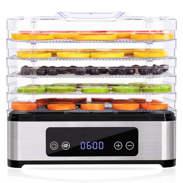 5-Tray Stainless Steel Food Dehydrator Machine 420W Food Dryer with Adjustable Timer & Temperature, Recipe Book