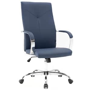 Sonora Navy Blue Modern High Back Adjustable Height Leather Conference Office Chair with Tilt and 360° Swivel