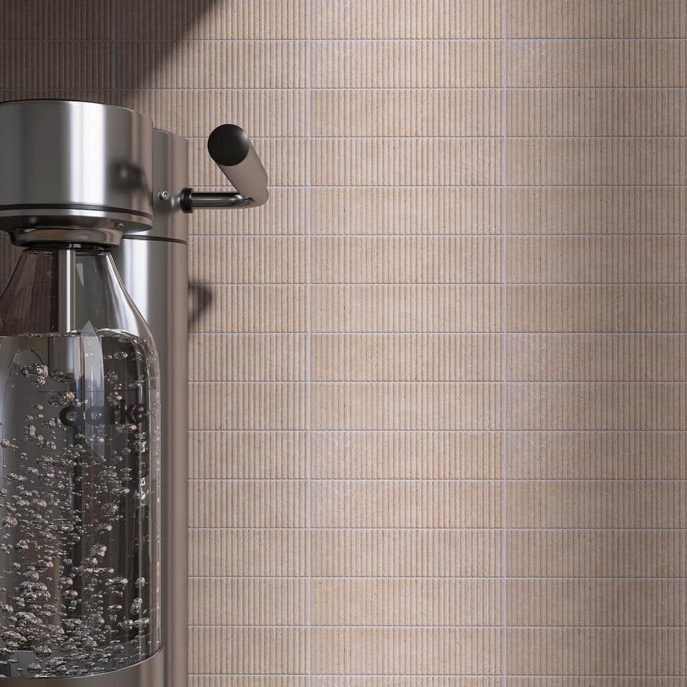 Beige 3" x 12" Ceramic Stone Look Subway Wall Tile