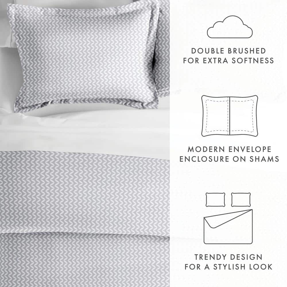 Light Gray Chevron Pattern King Duvet Cover Set