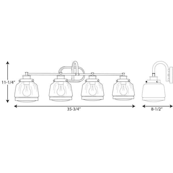 Judson Collection 35-3/4 in. 4-Light Antique Bronze Clear Glass Farmhouse  Bathroom Vanity Light