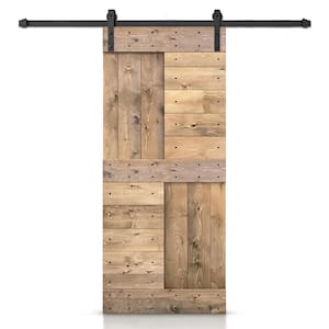 24 in. x 84 in. Light Brown Stained DIY Knotty Pine Wood Interior Sliding Barn Door with Hardware Kit