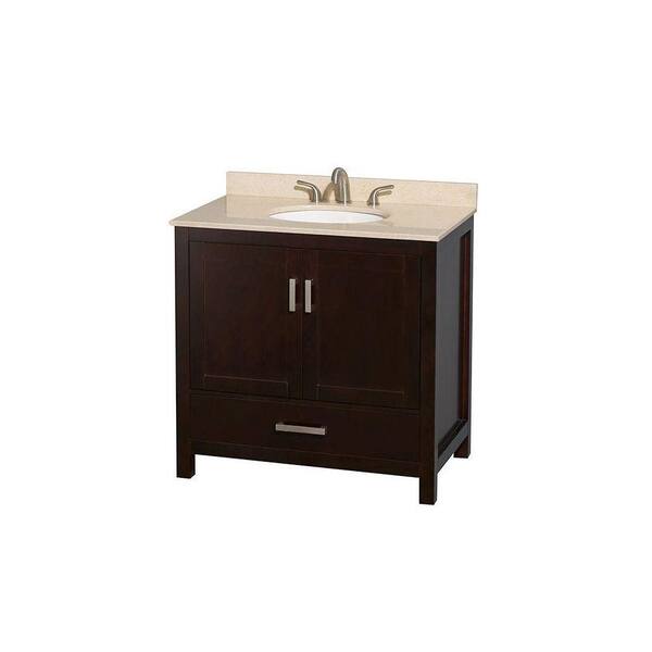 Wyndham Collection Sheffield 36 in. Vanity in Espresso with Marble Vanity Top in Ivory