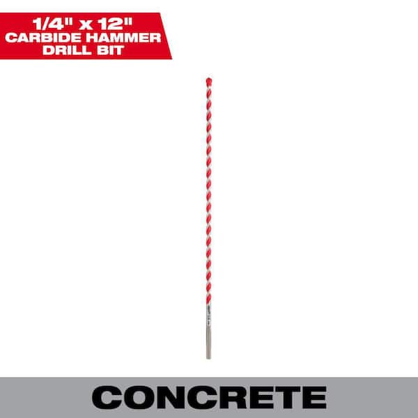 Milwaukee 1/4 in. x 10 in. x 12 in. Carbide Hammer Drill Bit