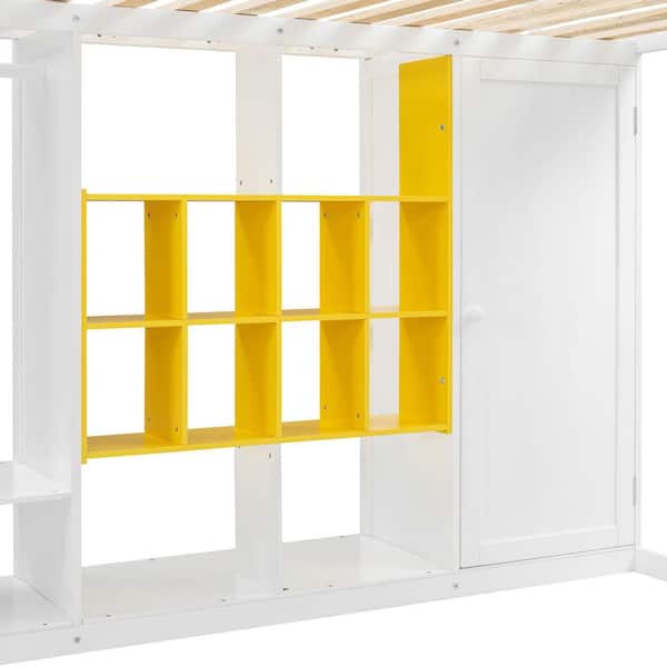 Harper & Bright Designs Space-Saving White and Yellow Full Size