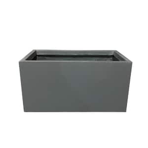 Large 31 in. L Charcoal Lightweight Concrete Modern Long Low Outdoor Planter