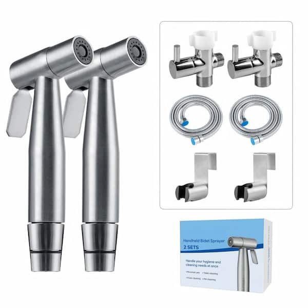 2-Pack Handheld Bidet Sprayer for Toilet, Stainless Steel Bidet Sprayer, Adjustable Pressure, Easy Install