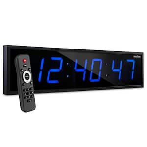 24 in. Large Digital Wall Clock, LED Digital Clock with Timer and Alarm, Blue