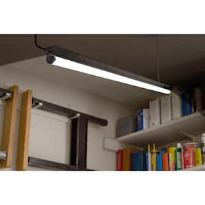 4 ft LED Garage Workshop Linkable Matte Black Ceiling Strip Light Plug-In or Hardwire 3600 Lumens 4000K Bright White