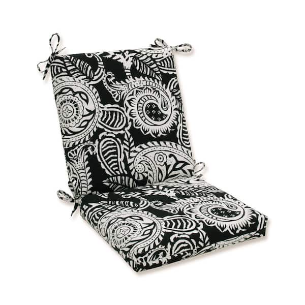 Pillow Perfect Paisley Black/Ivory Addie Rectangular Outdoor Seat Cushion