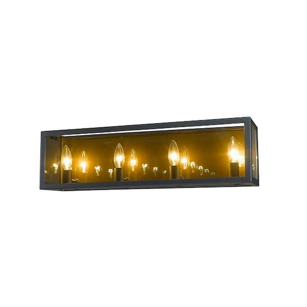 Unbranded 24 in. 4-Light Misty Charcoal Vanity Light with Smoke Mirror Glass