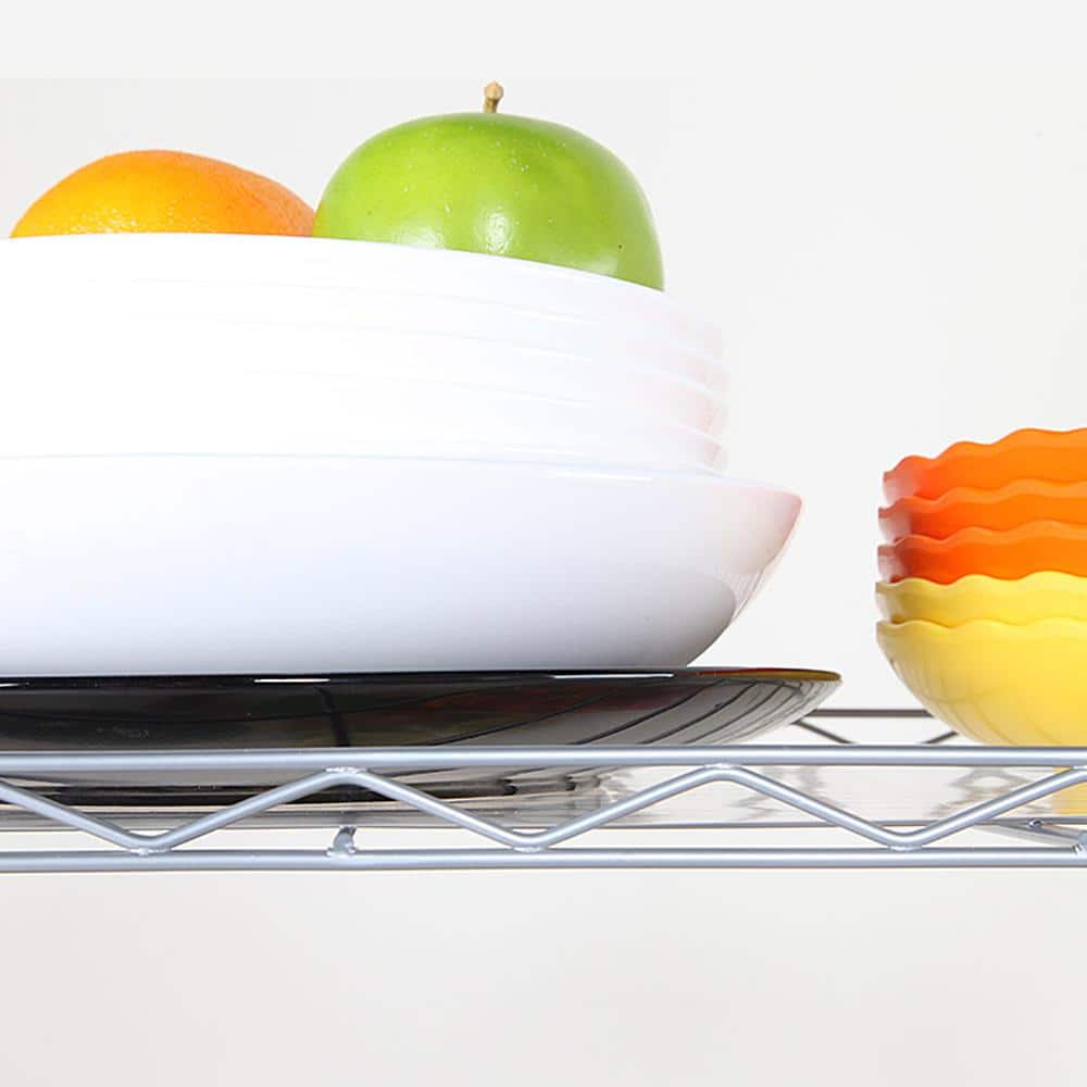 Silver 5-Tier Adjustable Steel Wire Shelving Unit