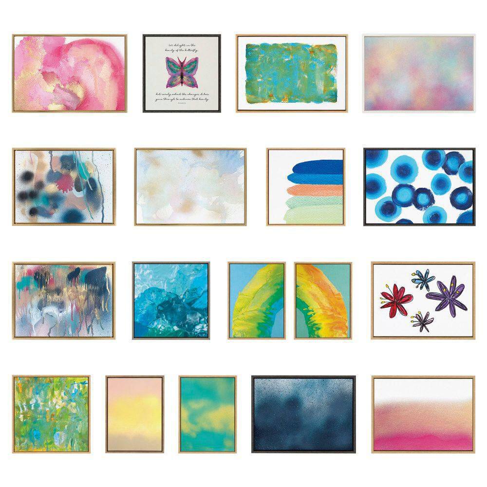 Pink Golden Hour Abstract Canvas Wall Art with Gold Frame, 18x24