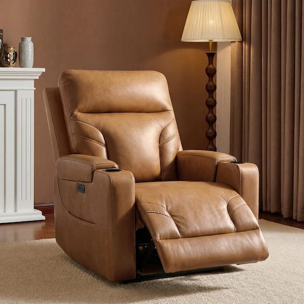 Spruce & Spring Ylva Saddle Top Grain Leather Power Wall Hugger