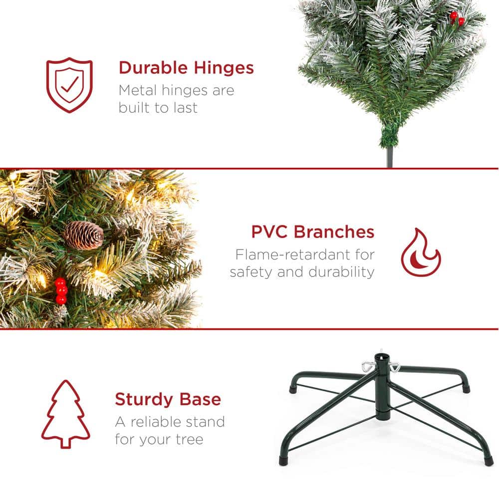 7.5ft Pre-Lit White Flocked Pine Christmas Tree with Lights