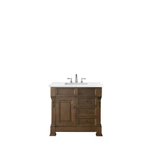 Brookfield 36 in. W x 23.5 in. D x 34.3 in. H Bathroom Vanity in Country Oak with Solid Surface top in Arctic Fall