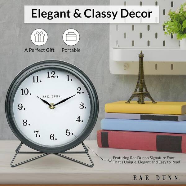 Aoibox Desk Clock - Battery Operated Round Modern Rustic