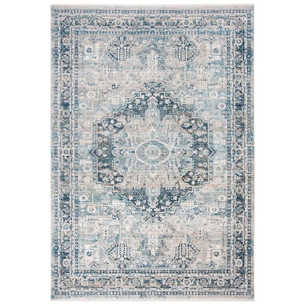 SAFAVIEH Victoria Blue/Gray 4 ft. x 6 ft. Border Area Rug