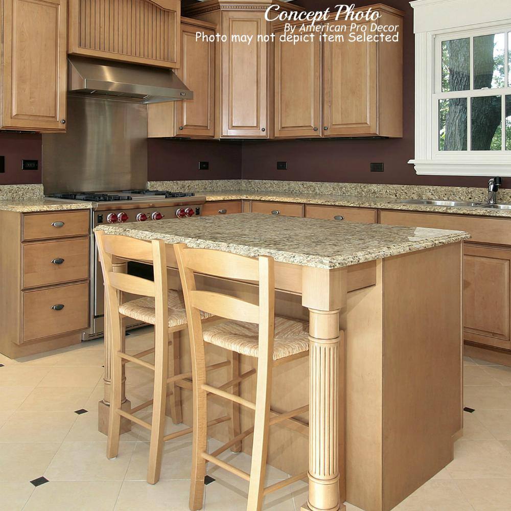 Unfinished Solid Rubberwood Fluted Kitchen Island Leg, 35.25"
