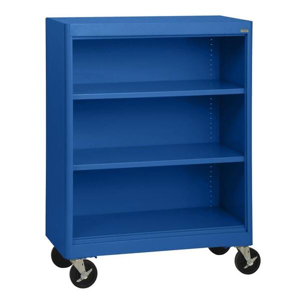 Sandusky 48 in. Blue Metal 3-shelf Cart Bookcase with Adjustable Shelves