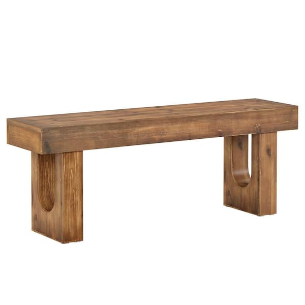 47 in. W x 17.7 in. H Brown Solid Wood Shoe Storage Bench