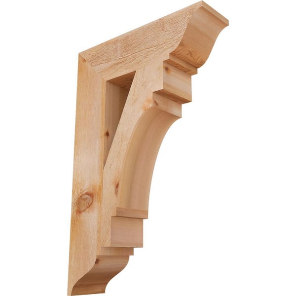 Ekena Millwork 6 in. x 34 in. x 22 in. Western Red Cedar Merced Traditional Rough Sawn Bracket