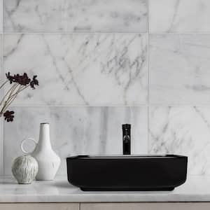 Ceramic Rectangular Vessel Sink with Stainless Steel Faucet and Pop-Up Drain in Oil Rubbered Bronze