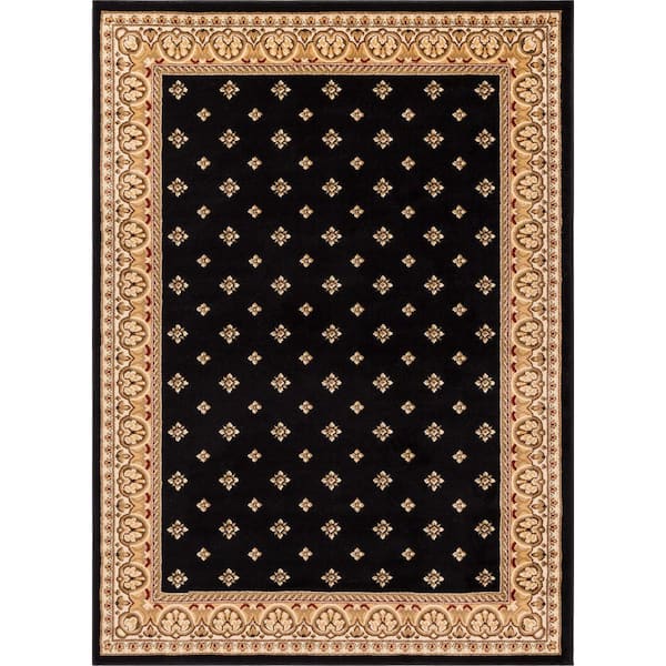 Barclay Hudson Terrace Black 4 ft. x 5 ft. Traditional Border Area Rug