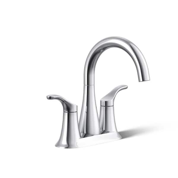 KOHLER Simplice Double-Handle 1.0 GPM 4 in. Centerset Bathroom Sink Faucet in Polished Chrome