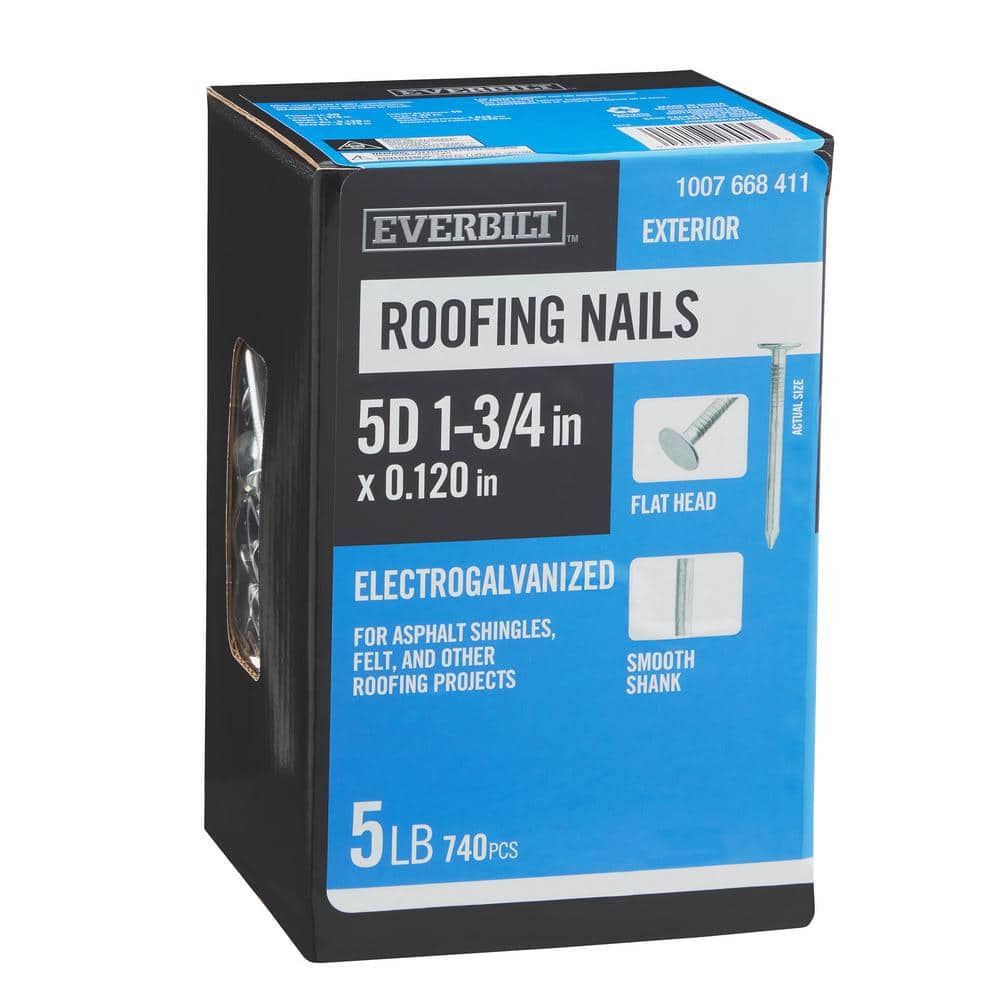1-3/4 in. x 5D Electro-Galvanized Non-Collated Roofing Nails 5 lbs. (740-Count) price history on PriceWatchPro