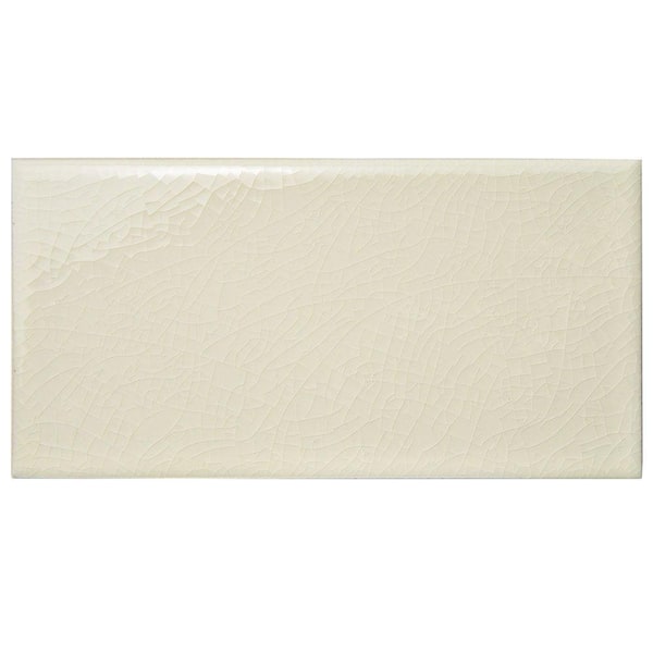 Merola Tile Craquelle Lisa Pergamon 3 in. x 6 in. Cream Ceramic Wall Tile (1 sq. ft. / pack)
