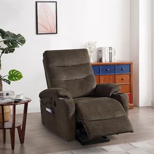 Aryla Motorized Power Lift Fabric Recliner Chair with Massage and Heat, USB Ports, Dark Brown