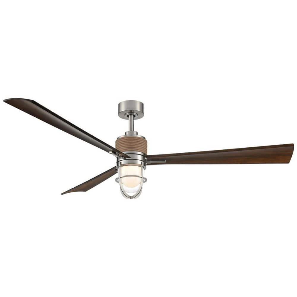 Nauticus 65 in. Smart Indoor/Outdoor Brush Nickel Wet and Koa Low Profile Ceiling Fan with LED Remote Control Included price history on PriceWatchPro