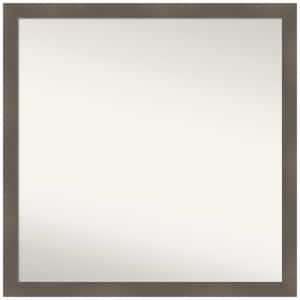 Edwin Clay Grey 28.5 in. x 28.5 in. Non-Beveled Casual Square Wood Framed Wall Mirror in Gray