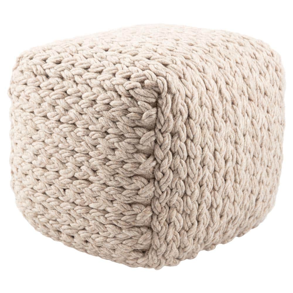 Kallan Textured Cream Cube Pouf