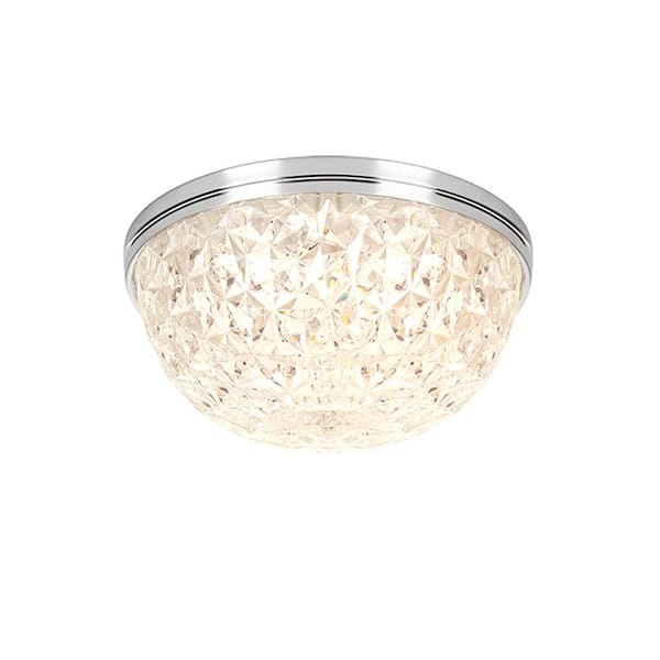 Mount 13 in. Brushed Nickel Crystal Acrylic Integrated LED Flush Mount Light