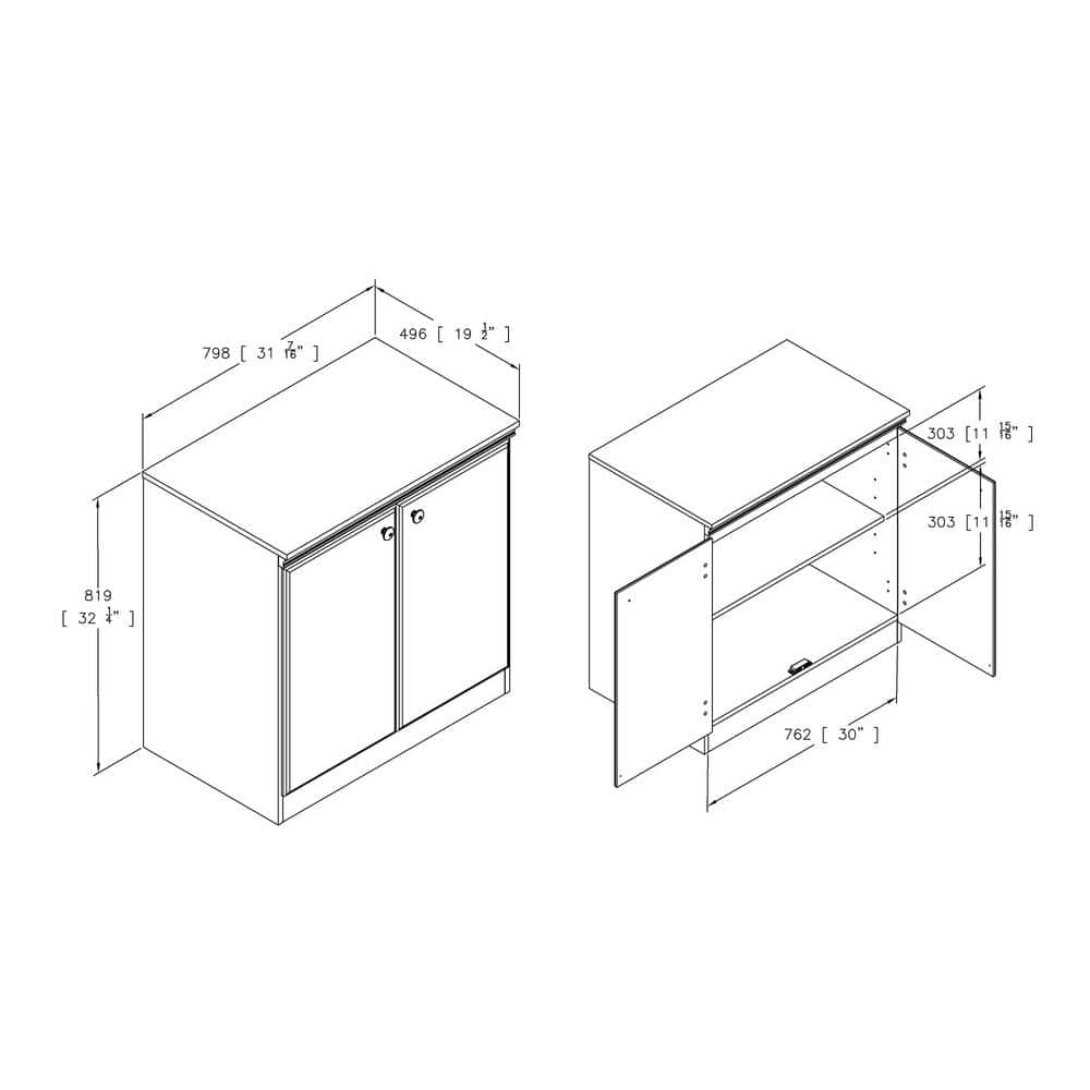 Pure White Laminated Particle Board Office Storage Cabinet with Adjustable Shelves