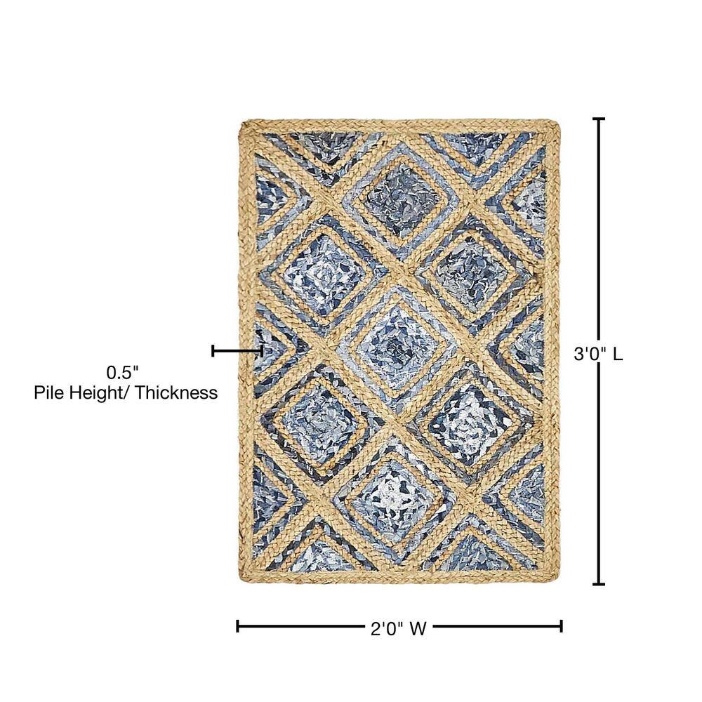 Handcrafted Bengal Blue Braided Cotton-Jute 2x3 Rug