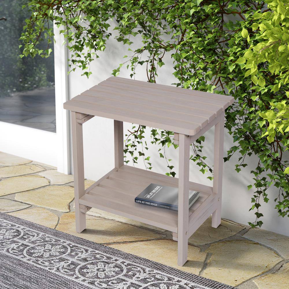 Gray Cedar Wood Rectangular Indoor/Outdoor Side Table