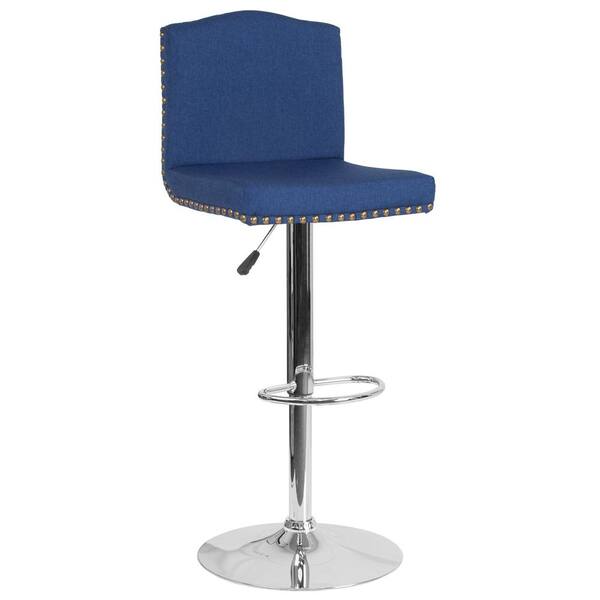 Carnegy Avenue 32.5 in. Blue Fabric Bar Stool