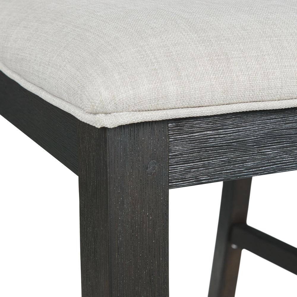 Transitional Cream and Black Upholstered Side Chair with Wooden Slats