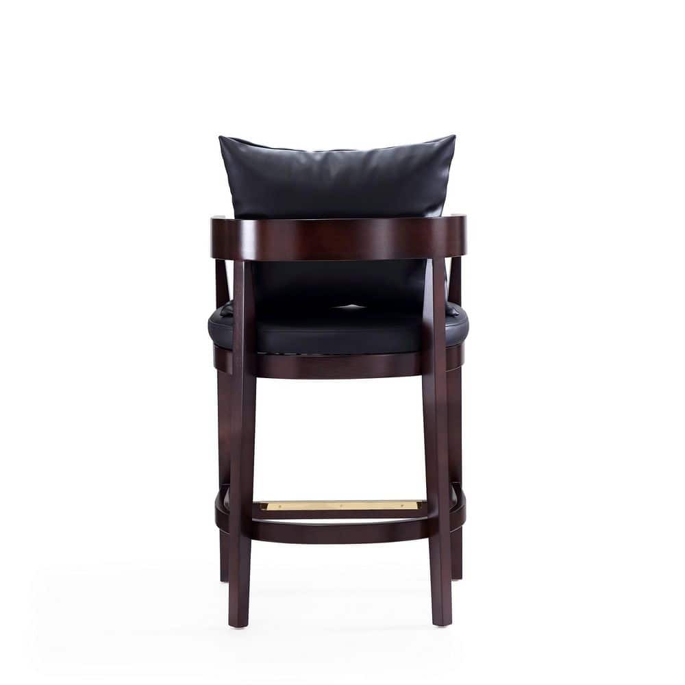 Sleek Manhattan Comfort 22" Black Wood Barstool with Gold Accents