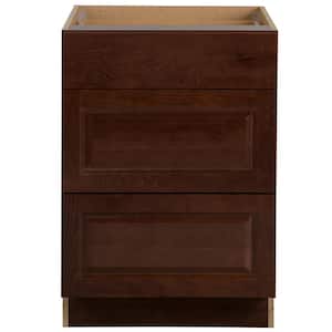 Benton Assembled 24x34.5x24 in. Base Cabinet with 3-Soft Close Drawers in Amber