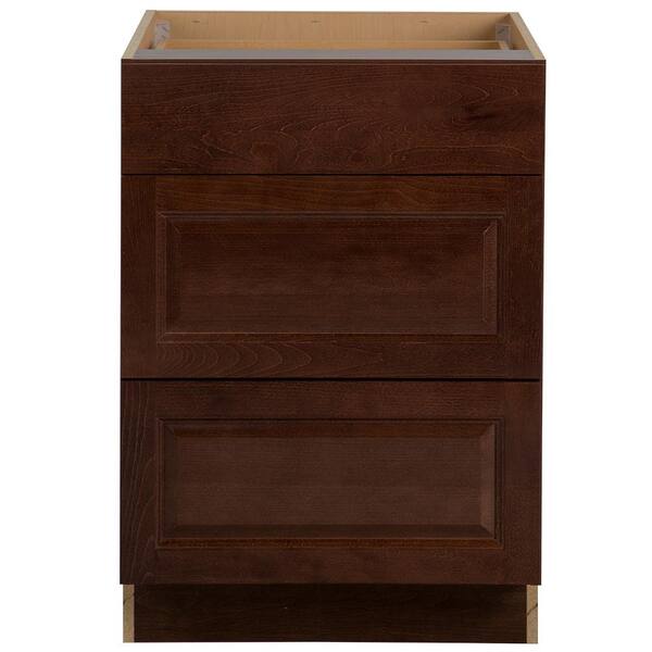 Hampton Bay Benton Assembled 24x34.5x24 in. Base Cabinet with 3-Soft ...