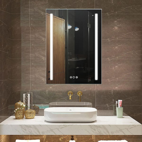 CASAINC 24 in. W x 32 in. H Framing Rectangular Frameless Wall LED Anti-Fog Bathroom Vanity Mirror with Lights