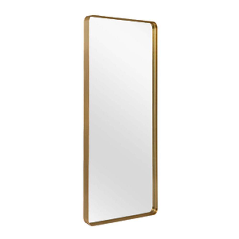 Gold 28 in. W x 71 in. H Morden Round Angle Rectangle Mirror Full-Length Mi