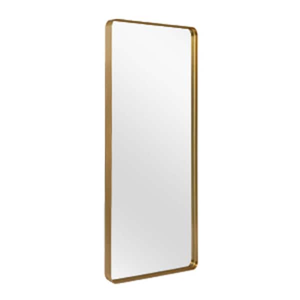 Unbranded Gold 28 in. W x 71 in. H Morden Round Angle Rectangle Mirror Full-Length Mirror for Living Room